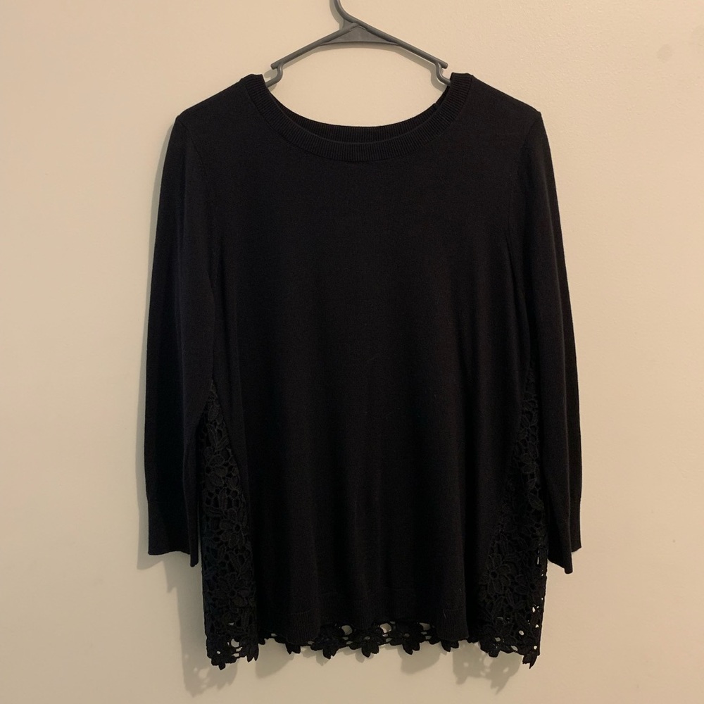 LOFT Lace Mixed Media Sweater NWT